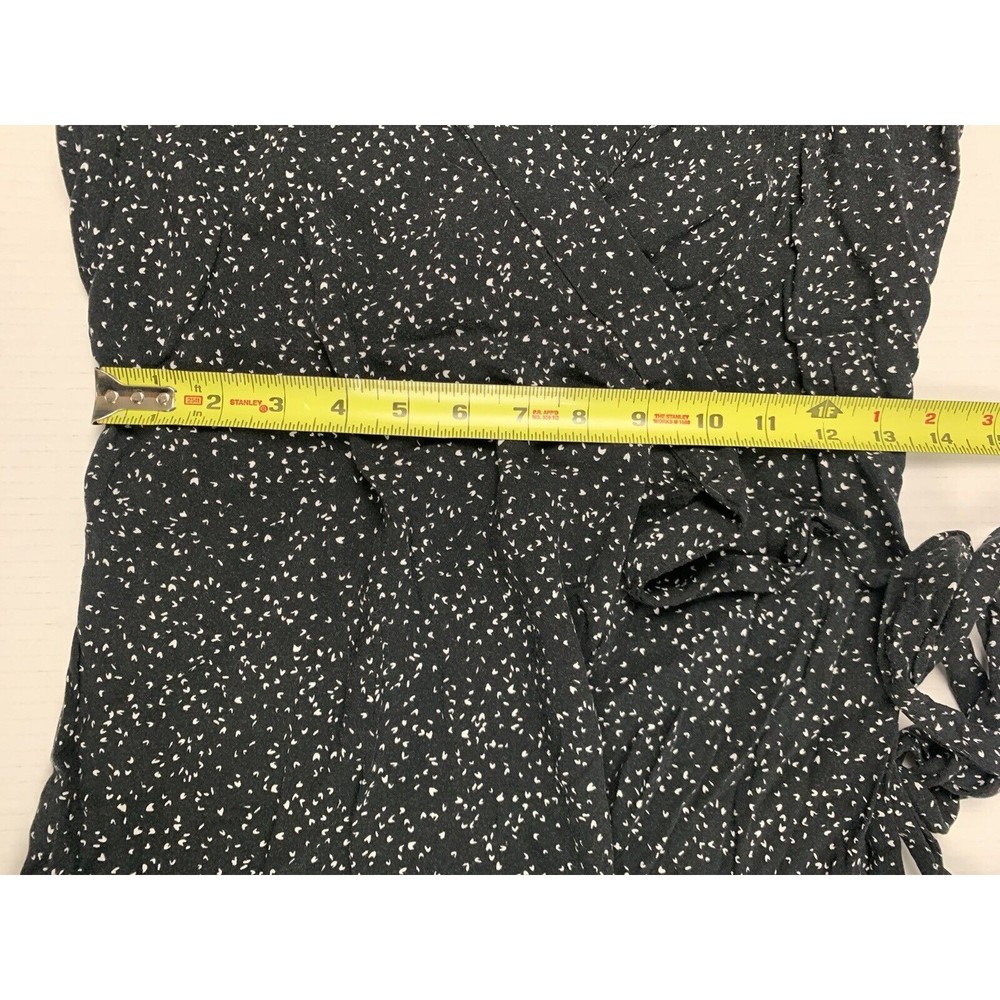 H&M Divided Size 2 Wrap Dress V-neck Long Sleeves Black White Hearts Print - Picture 8 of 12